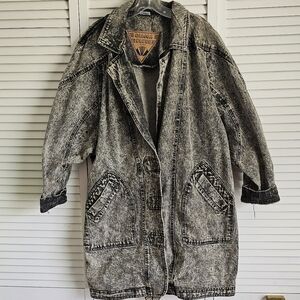 J. Gallery Black Acid Wash Jean Trench